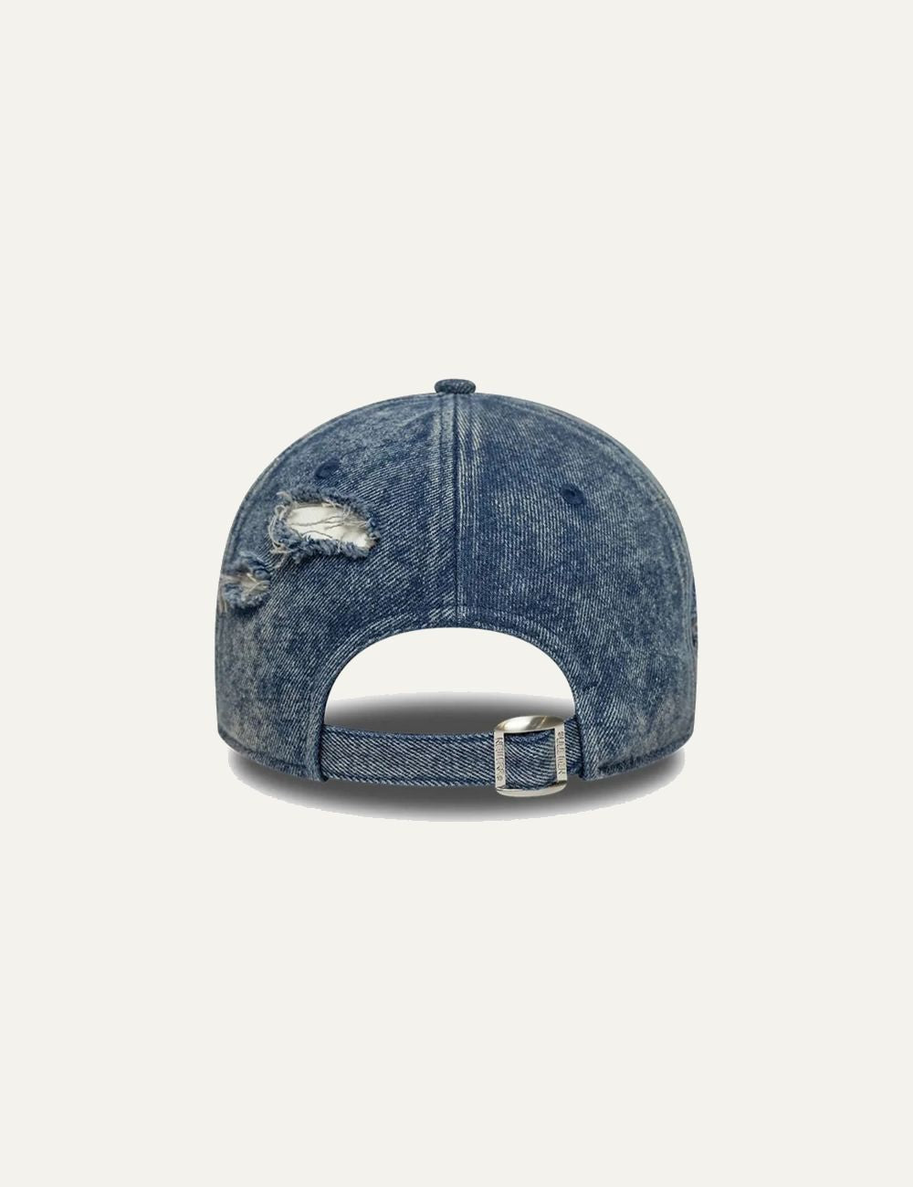 New Era LA Dodgers acid wash denim cap distressed visor back view
