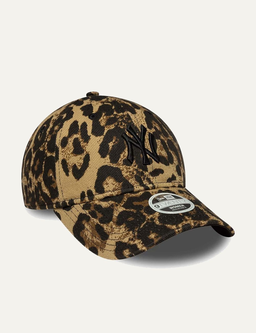 New Era NY Yankees leopard print cap profile view