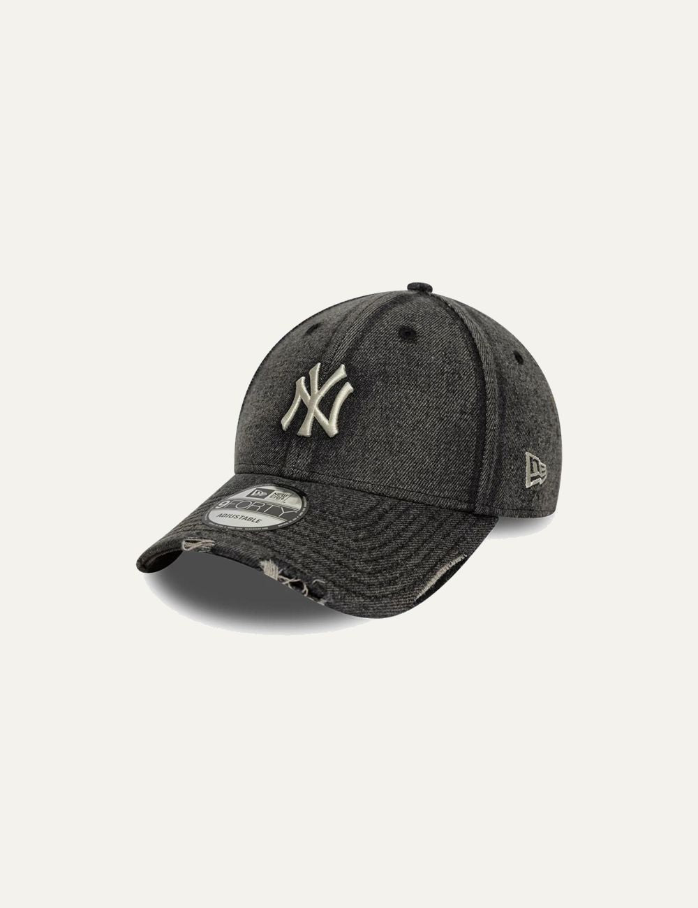 New Era NY Yankees black washed cap distressed detail front view