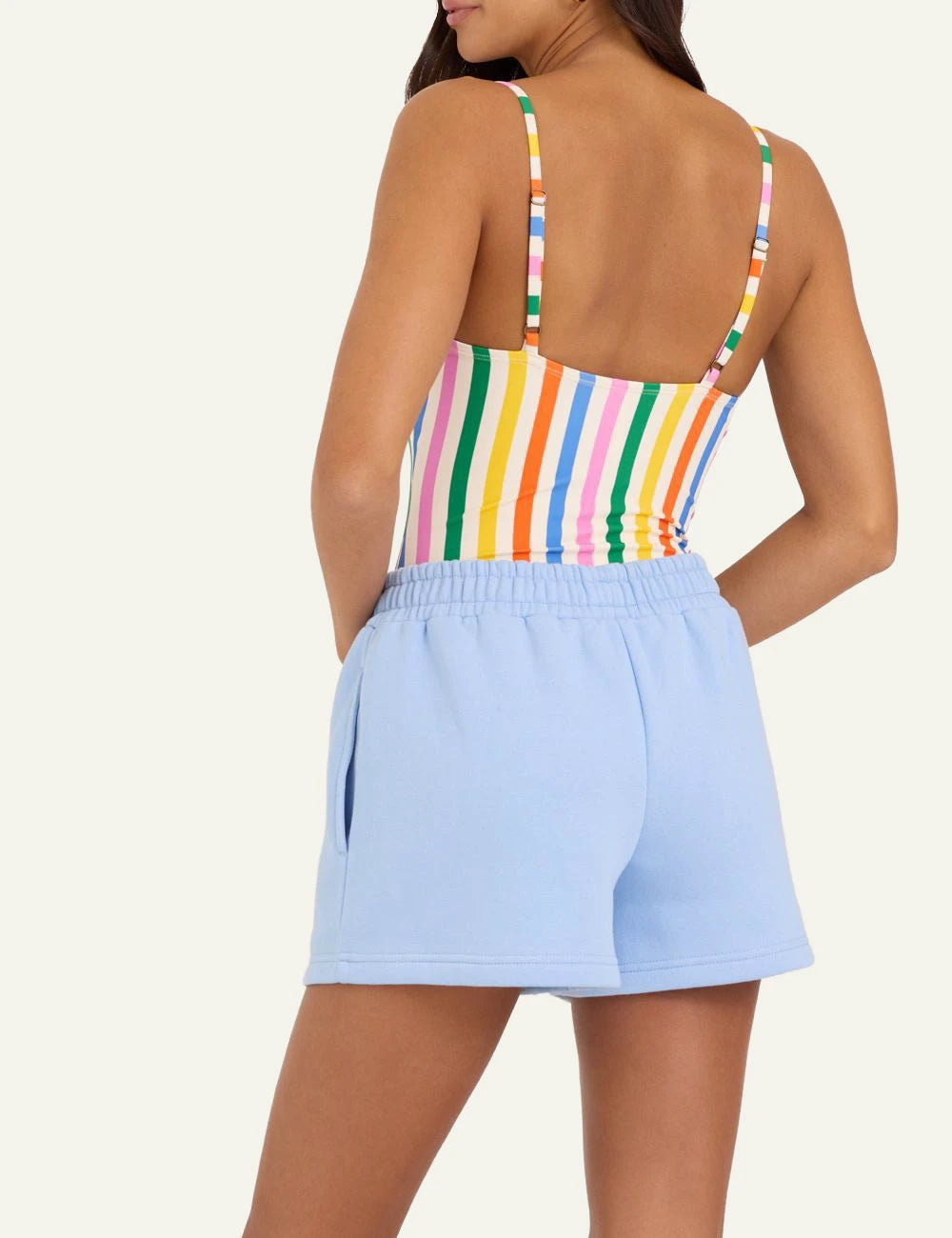 Ocean Drive shorts blue fleece relaxed fit elastic waist back