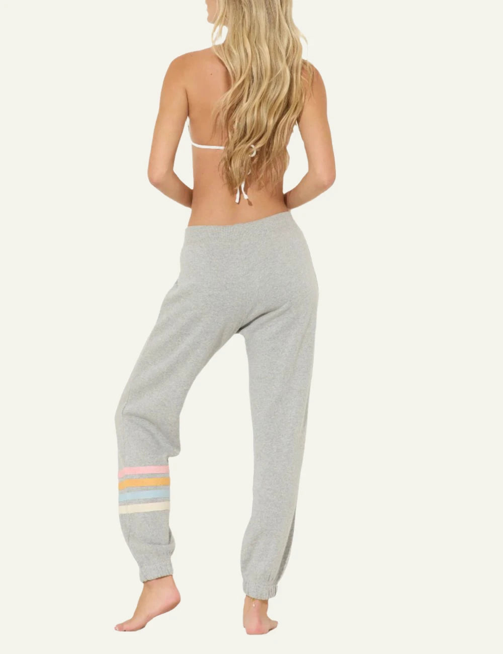Ocean Drive fleece jogger grey stripes detail back