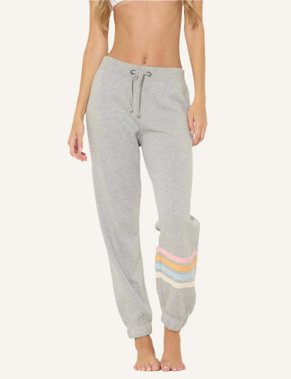 Ocean Drive fleece jogger grey stripes detail front