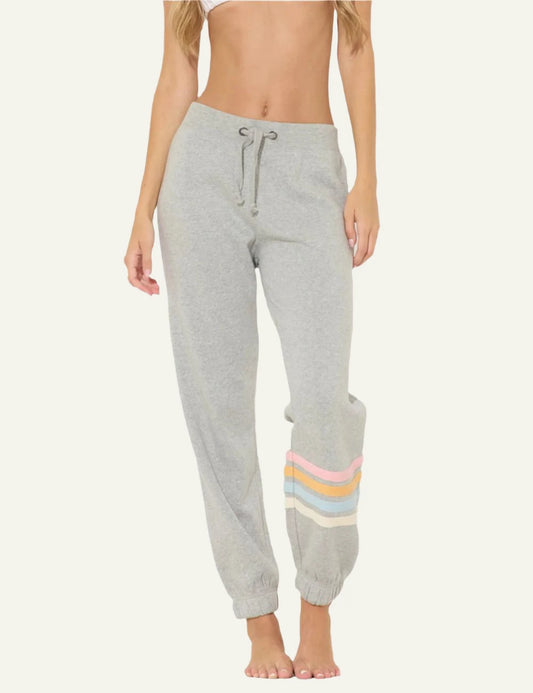 Ocean Drive fleece jogger grey stripes detail front