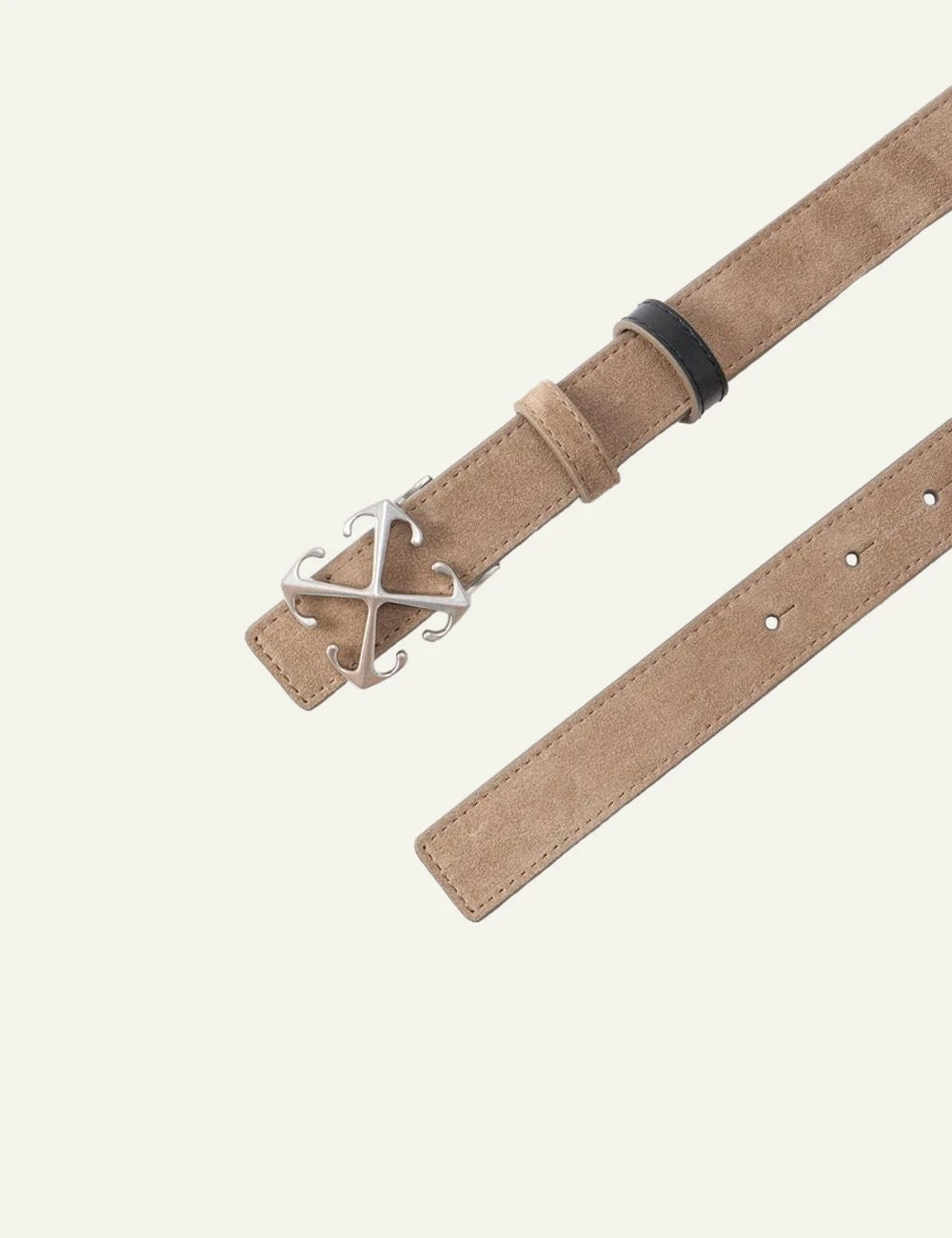 Off-White arrow belt army green suede 25mm metal buckle front full view