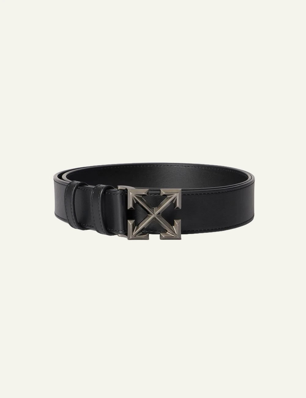 Off-White arrow belt black 35mm metal buckle front view