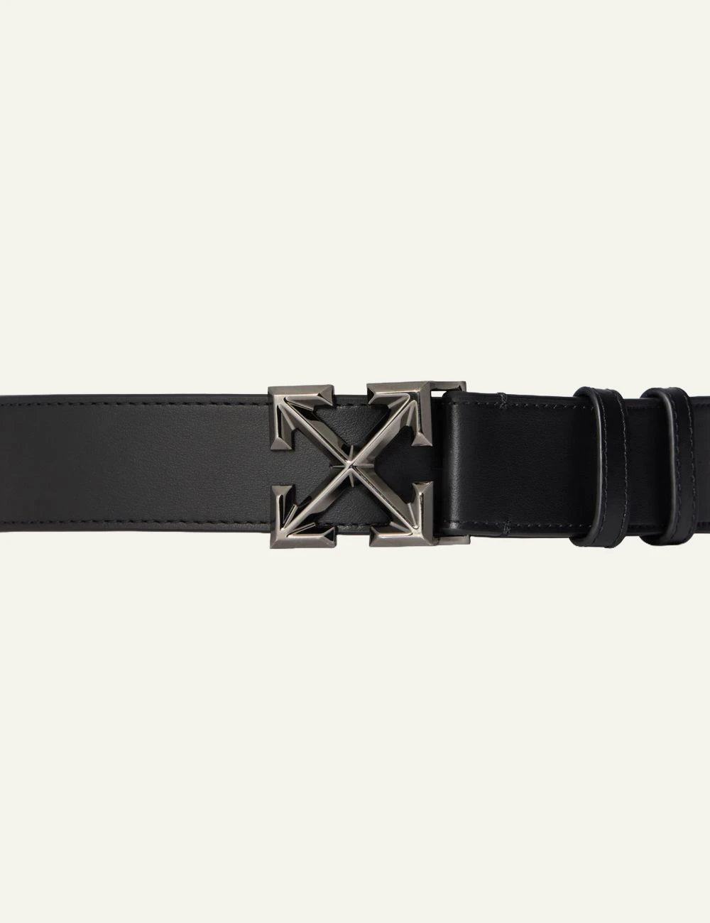 Off-White arrow belt black 35mm metal buckle front logo view