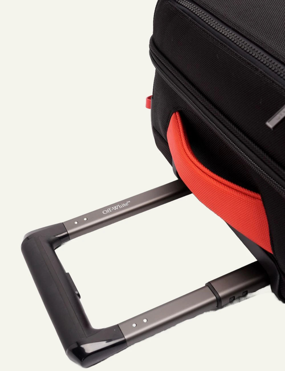 Off-White arrow cabin trolley black red accents top detail view
