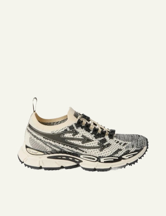 Off-White Be Right Back sneaker black white knit chunky sole side view