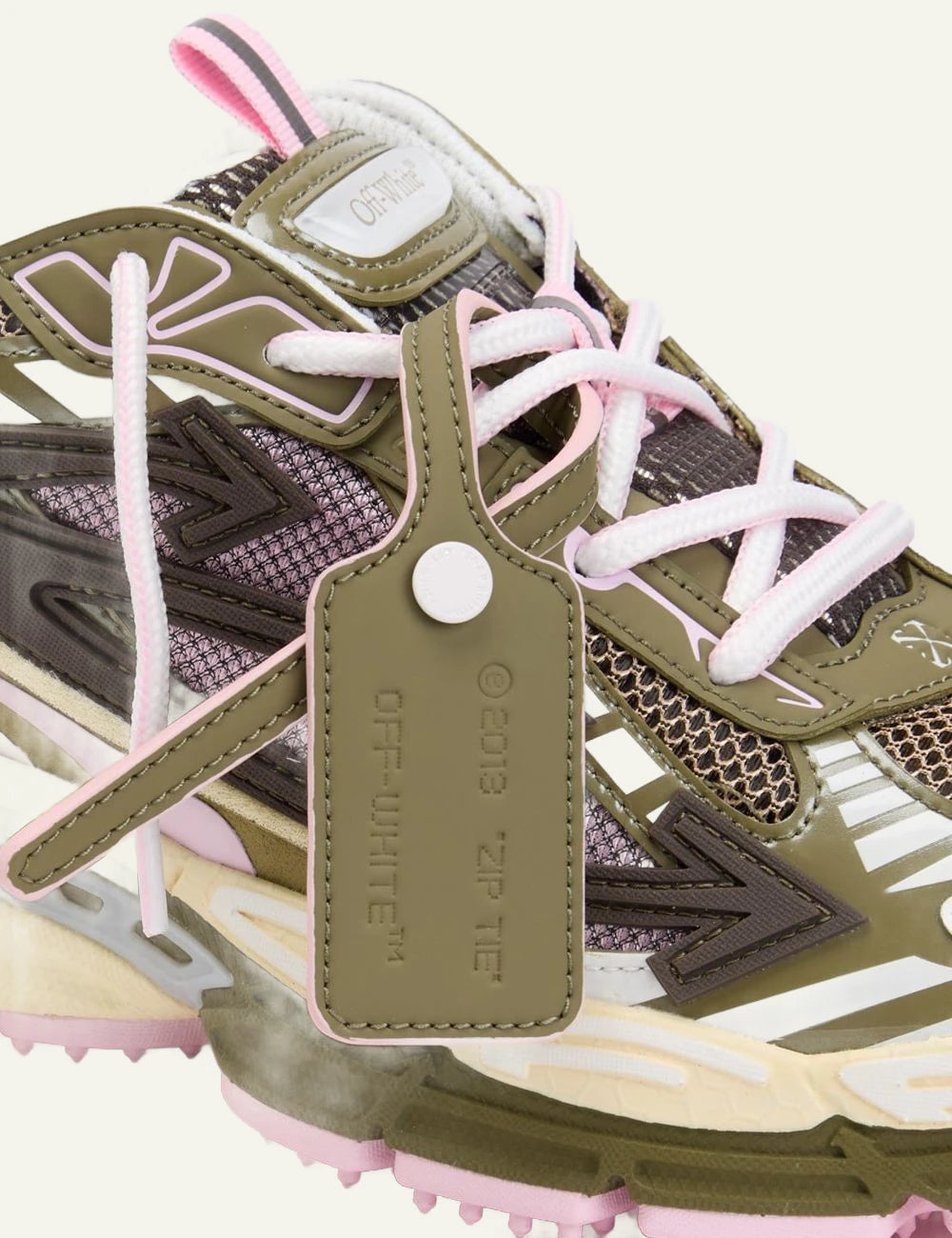 Off-White Be Right Back sneakers khaki pink side detail view