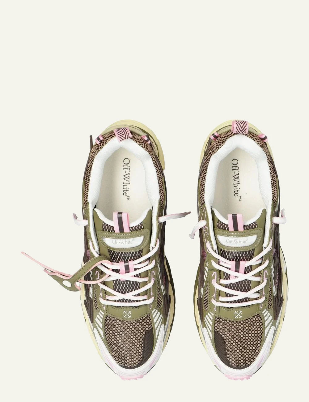 Off-White Be Right Back sneakers khaki pink top view