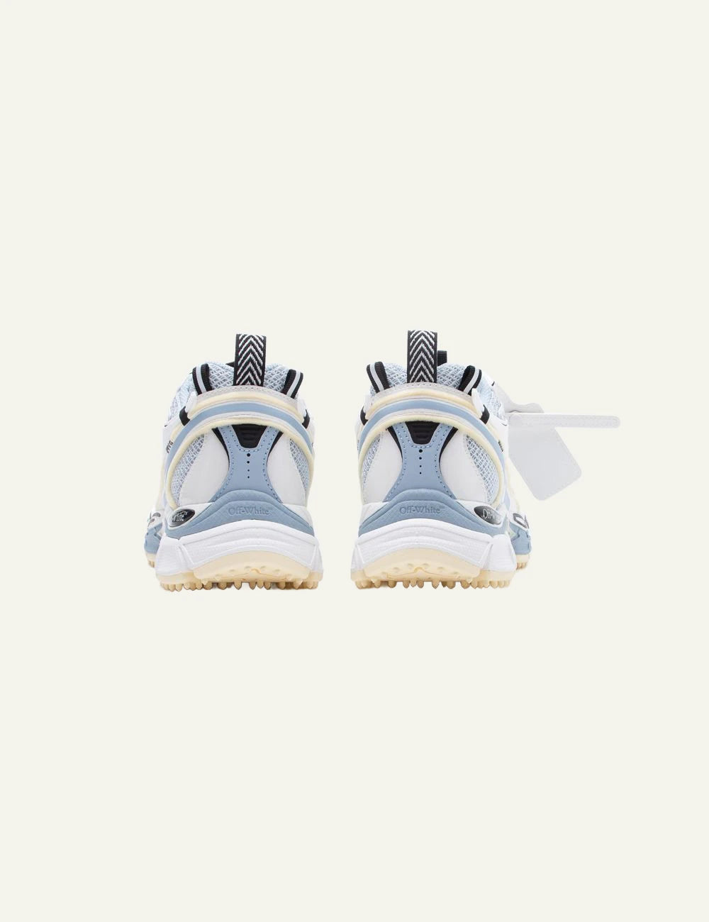 Off-White be right back sneakers light grey cyan back view mesh