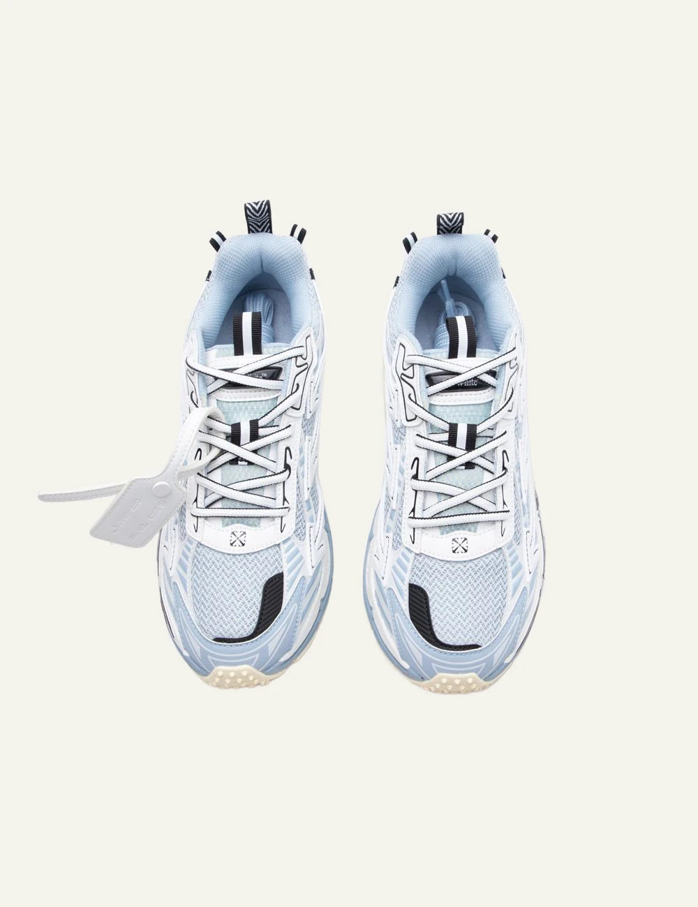 Off-White be right back sneakers light grey cyan top view mesh