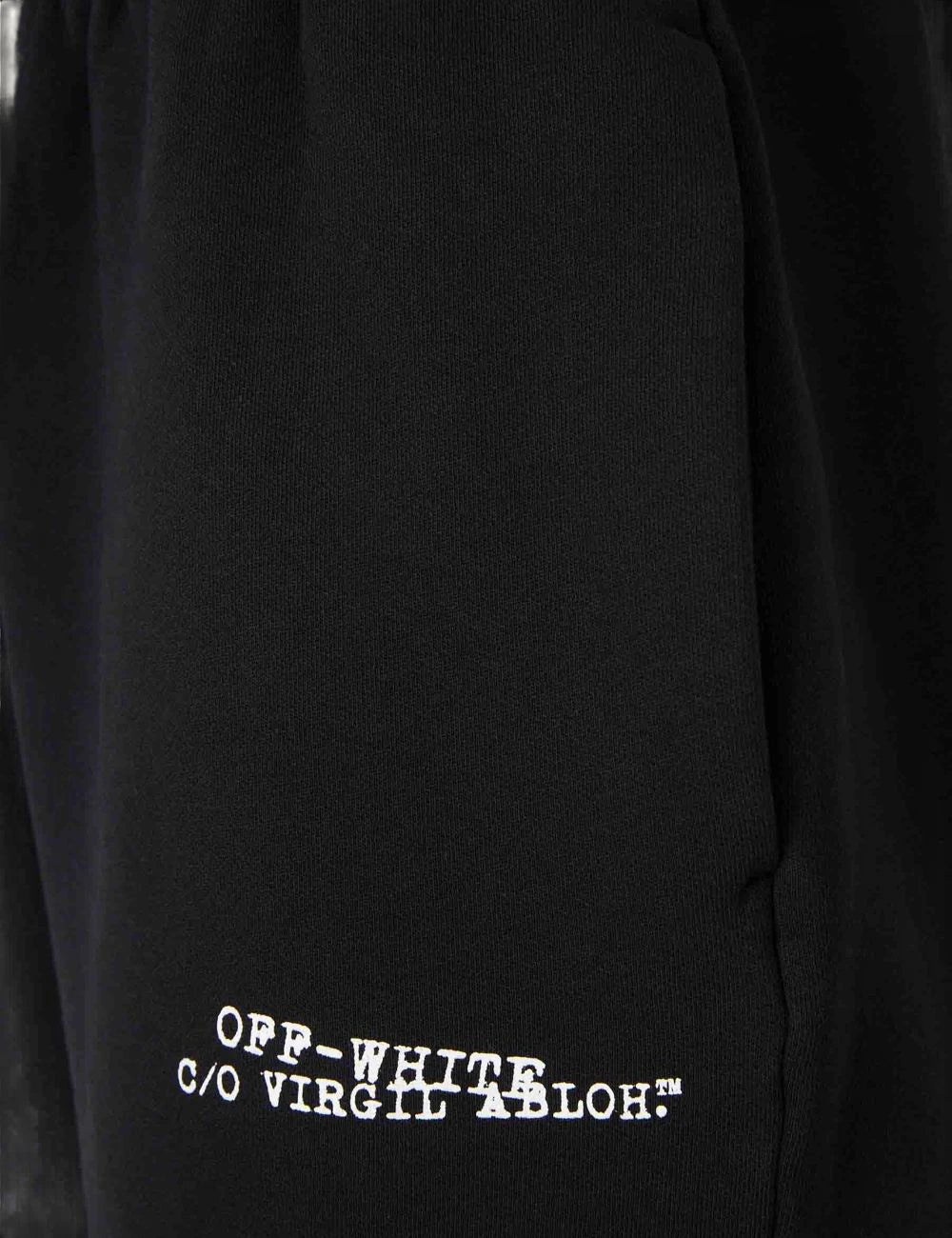 off white bermuda black cotton shorts side logo front detail view