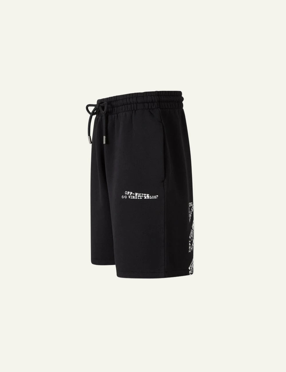 off white bermuda black cotton shorts side logo side view