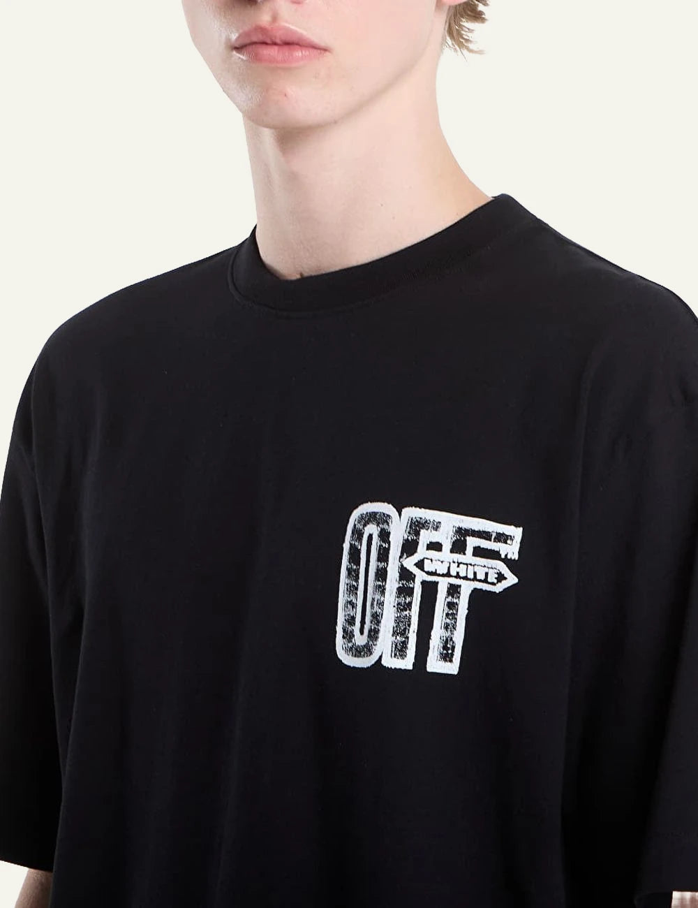 Off-White black cotton oversized T-shirt with front logo print detail