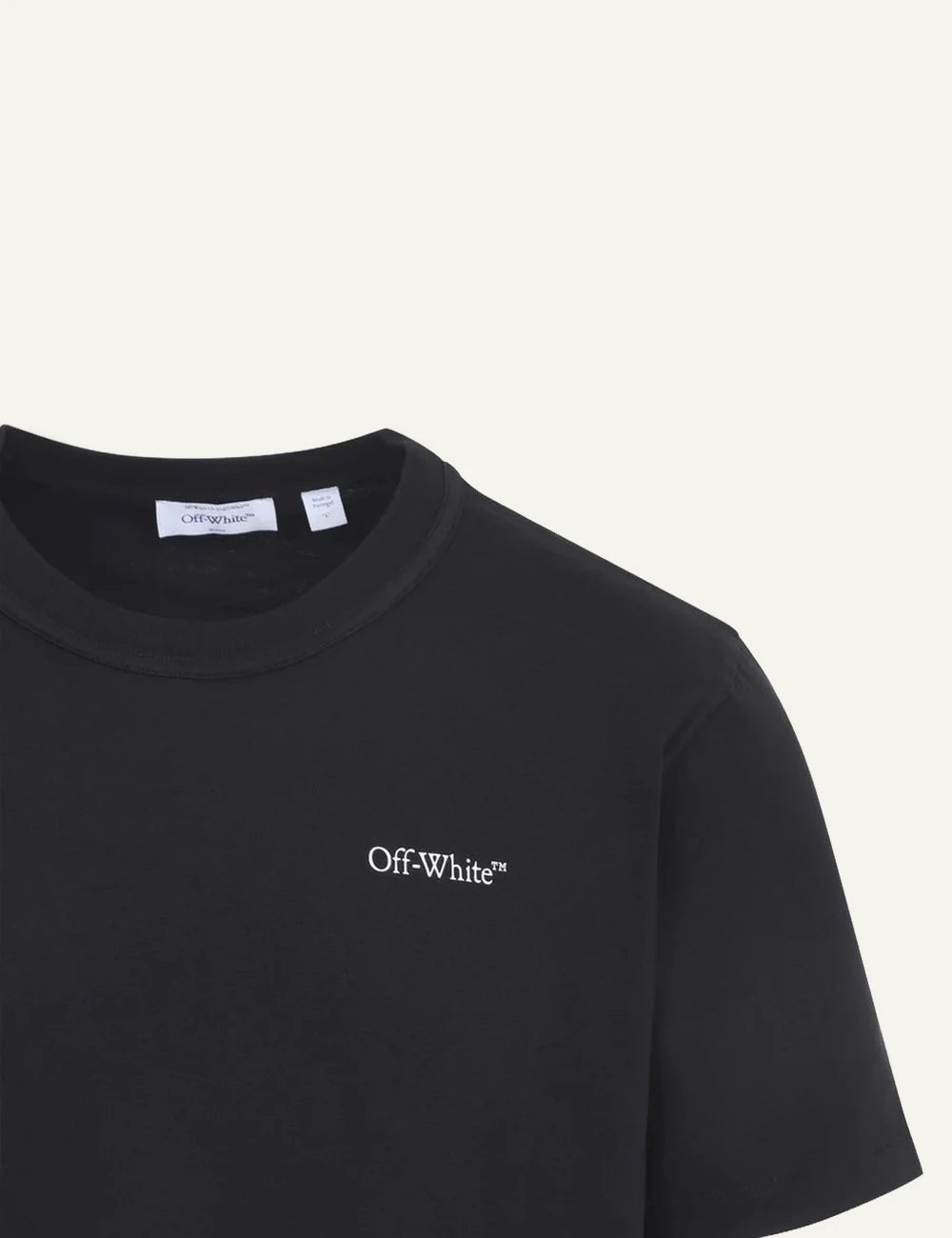 Off-White black cotton T-shirt with chest logo detail
