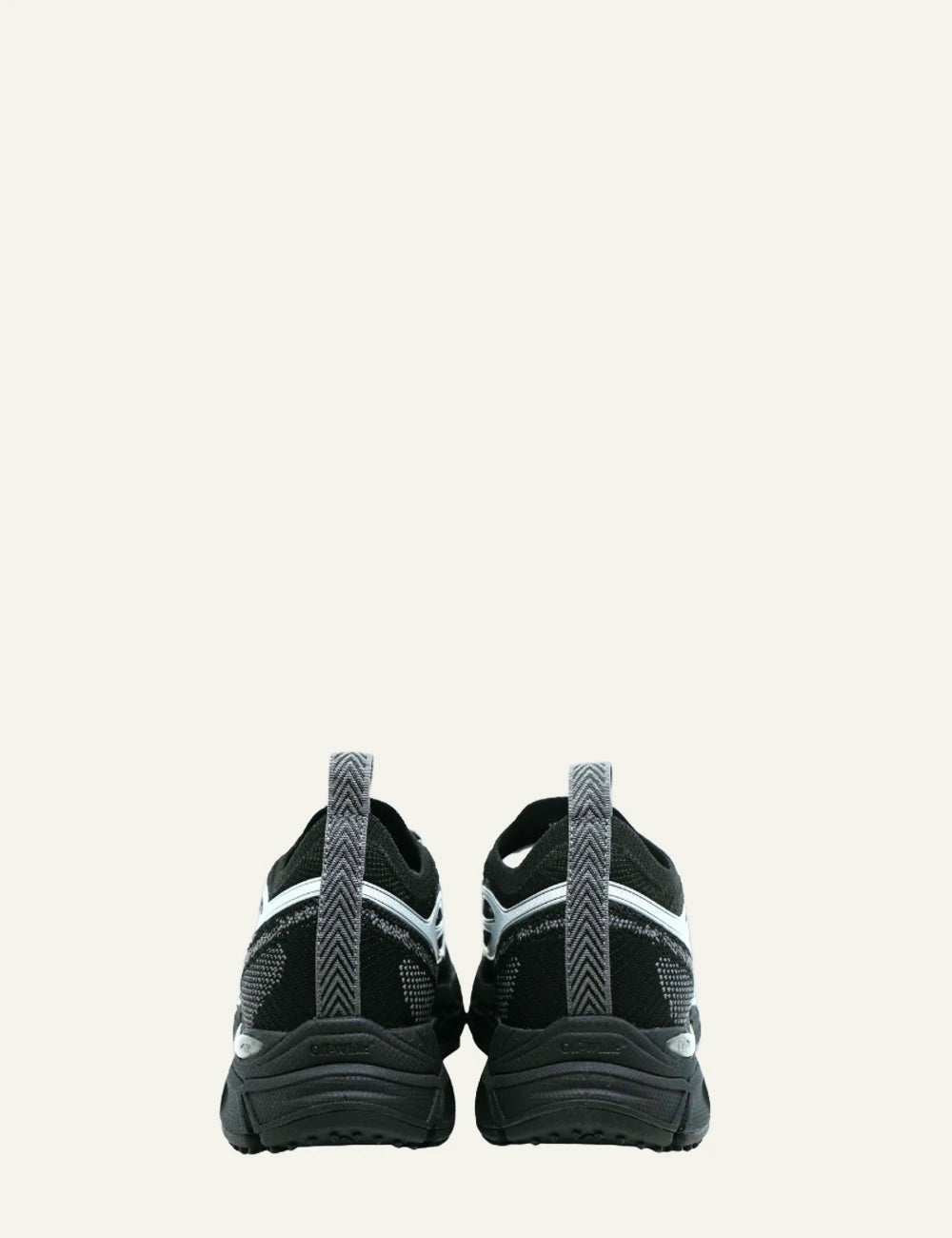 Off-White BRB knit sneakers black grey mesh arrows detail back view