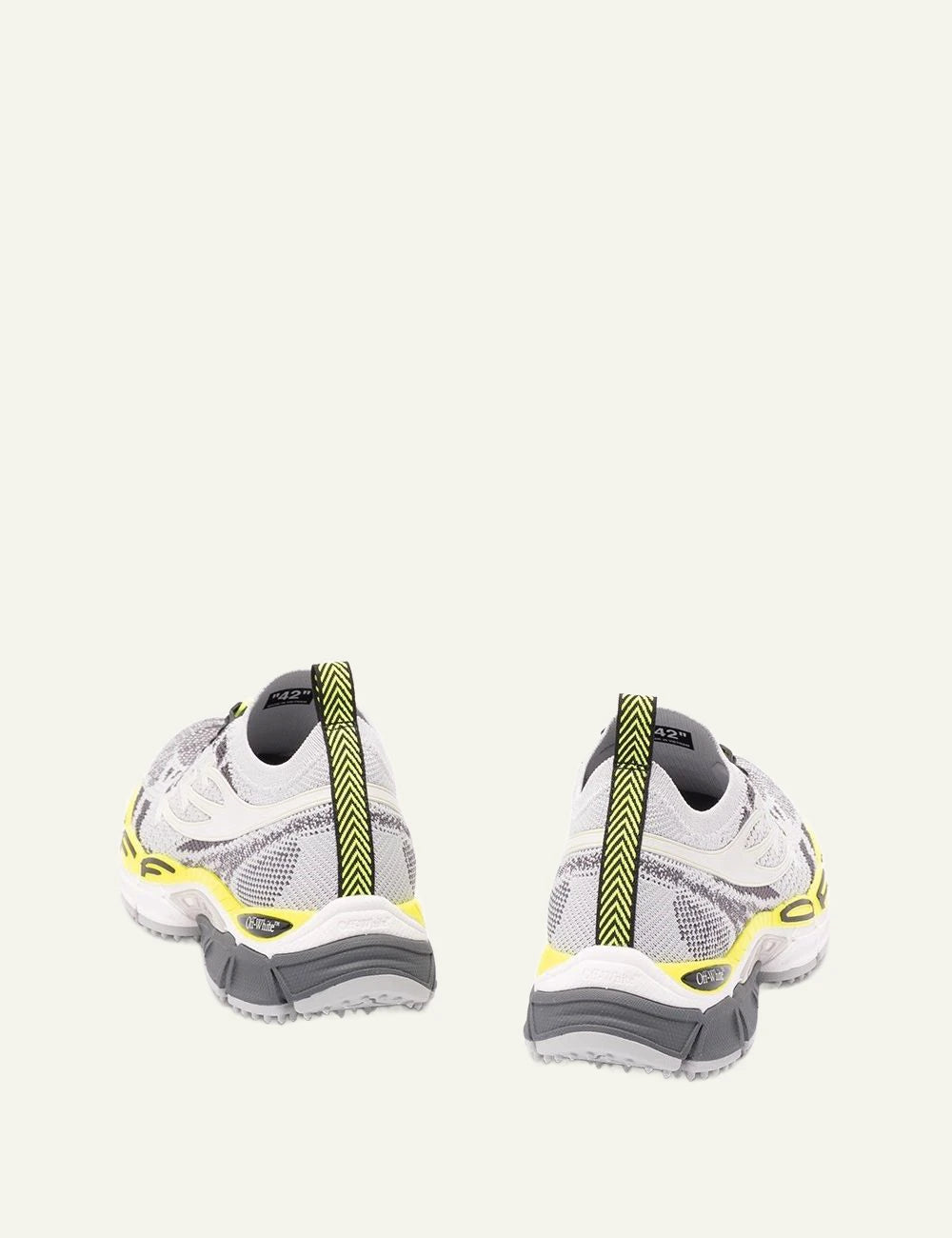 Off White BRB knit sneakers grey neon yellow low top back view