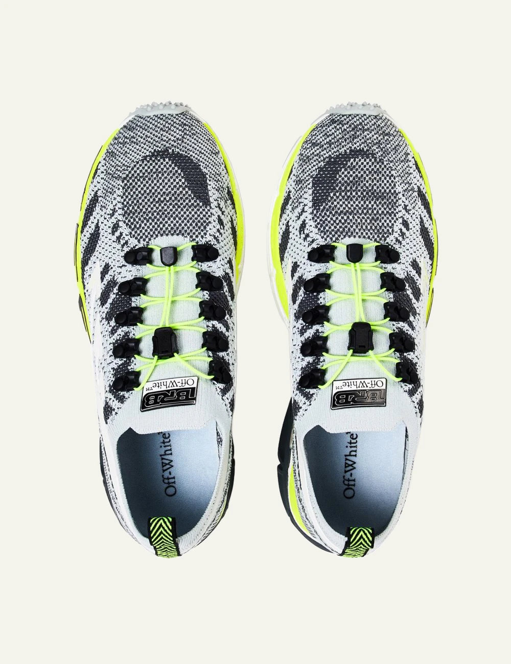 Off White BRB knit sneakers grey neon yellow low top top view