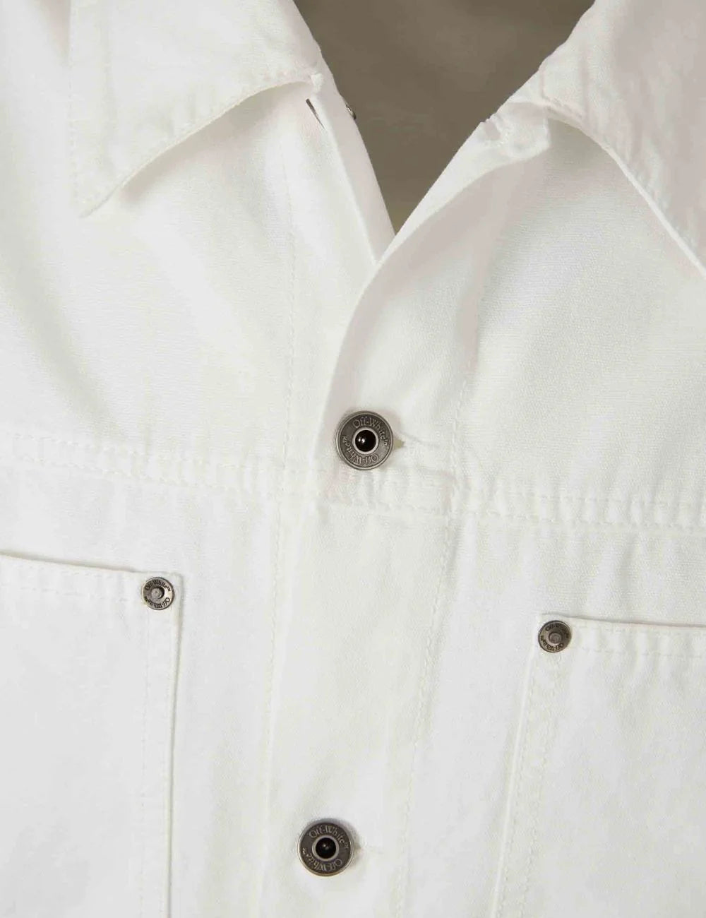 off white cotton twill jacket white front flat detail view