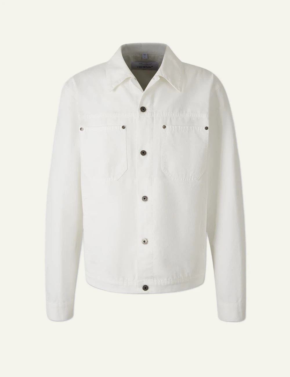 off white cotton twill jacket white front flat view