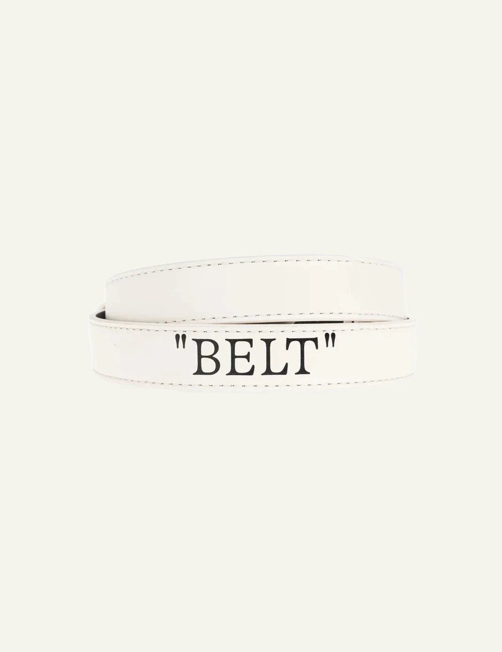 off white belt ecru leather gold arrow buckle front detail view