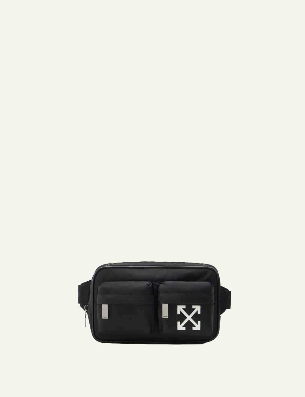 Off-White full arrow belt bag black pockets detail front view