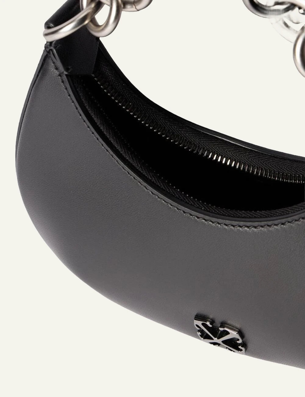 Off-White Hemisphere shoulder bag leather arrow logo silver chain top view