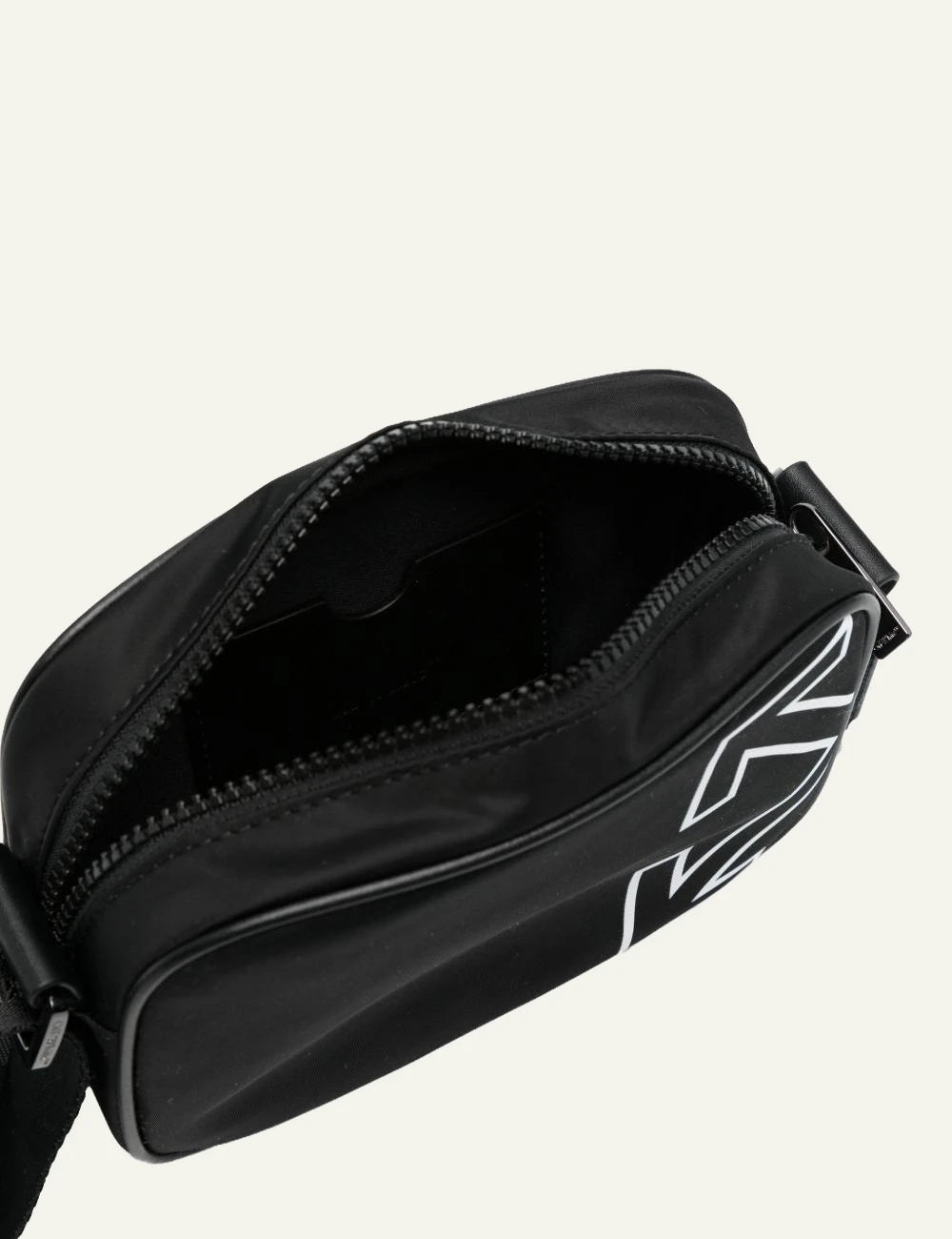Off-White Heritage camera bag black white top view