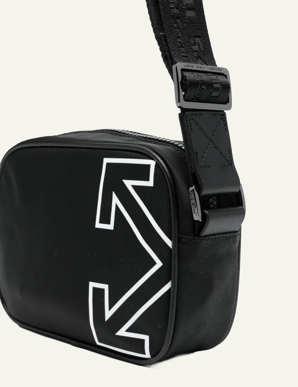 Off-White Heritage camera bag black white side view