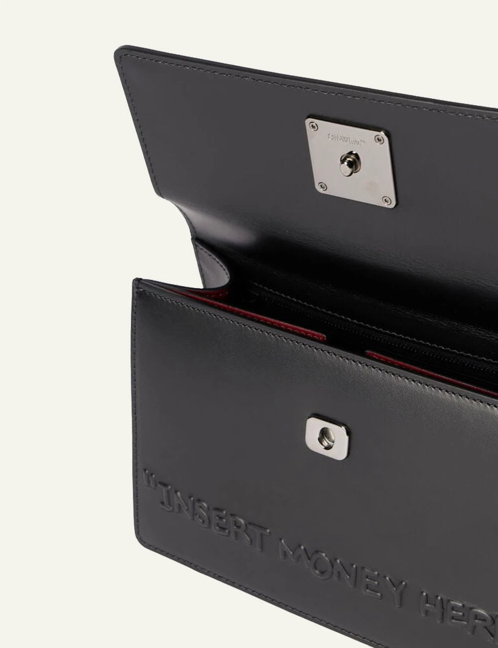 Off-White Jitney 1.4 Top Handle bag black leather top view