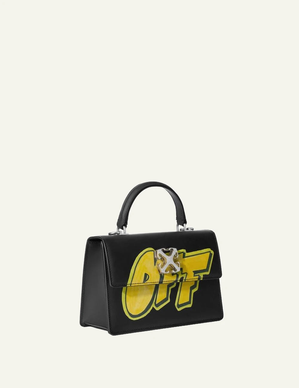 Off-White Jitney 1.4 Top Handle bag leather arrow logo angled view