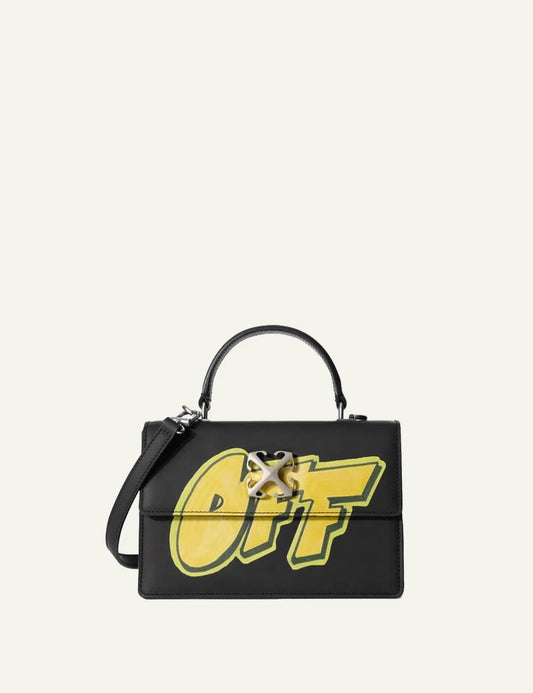 Off-White Jitney 1.4 Top Handle bag leather arrow logo front view