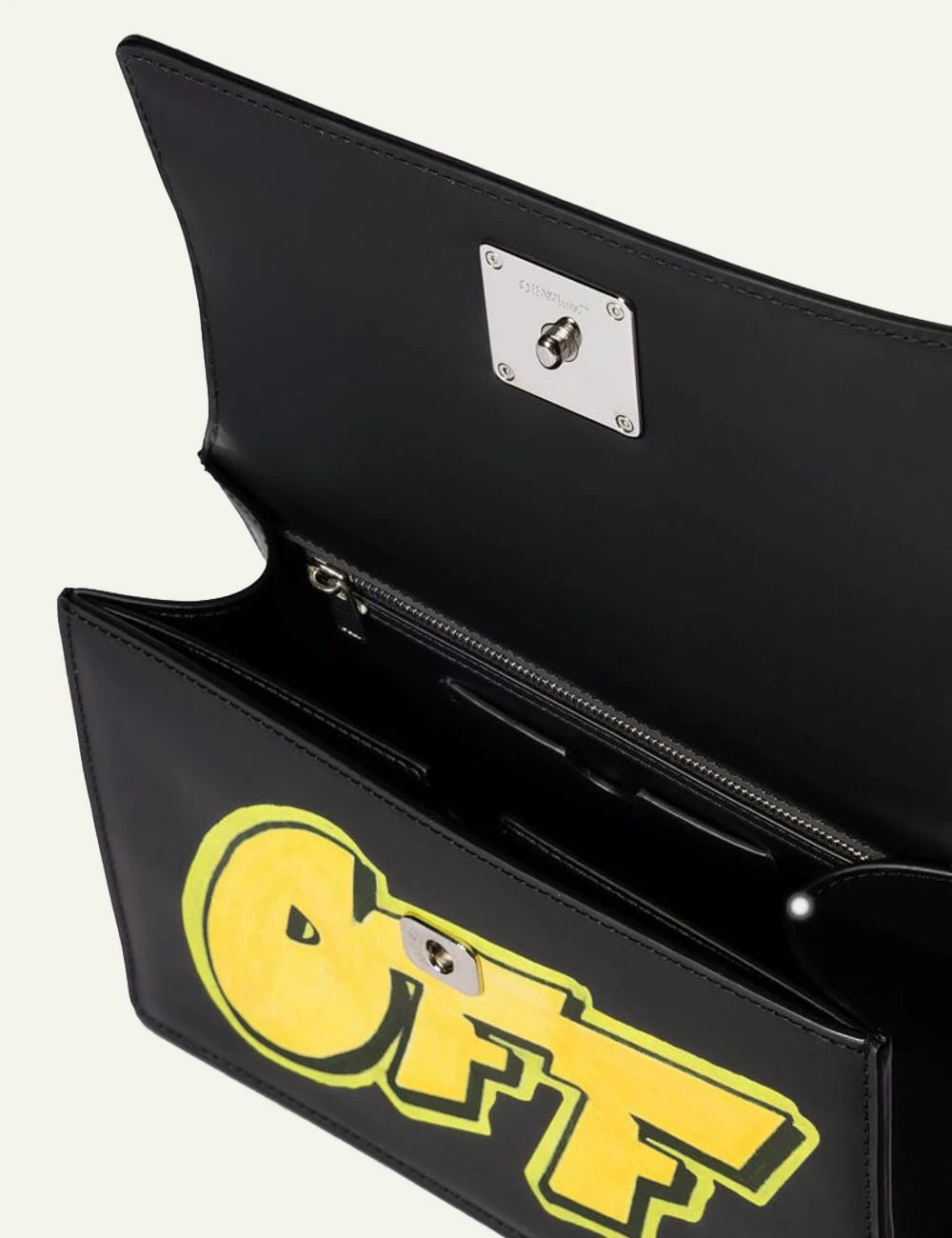 Off-White Jitney 1.4 Top Handle bag leather arrow logo top view