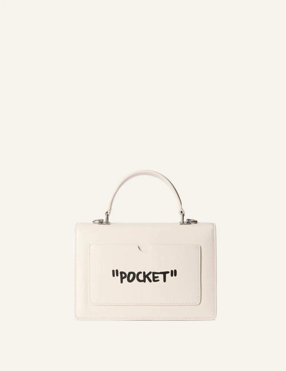 Off-White Jitney 1.4 Top Handle Quote bag beige leather back view