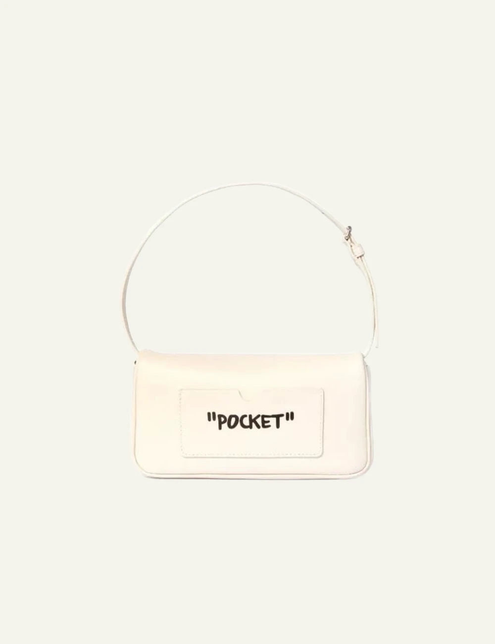 Off-White Jitney bag cream leather arrow logo quotes shoulder bag back view