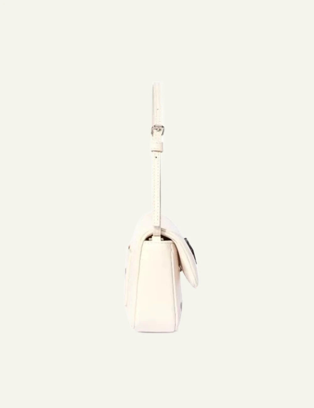 Off-White Jitney bag cream leather arrow logo quotes shoulder bag side view
