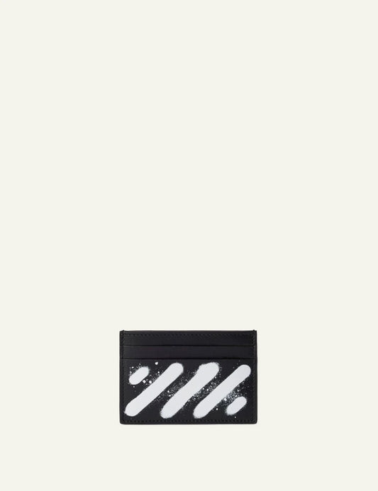 Off-White leather card case diagonal spray front view