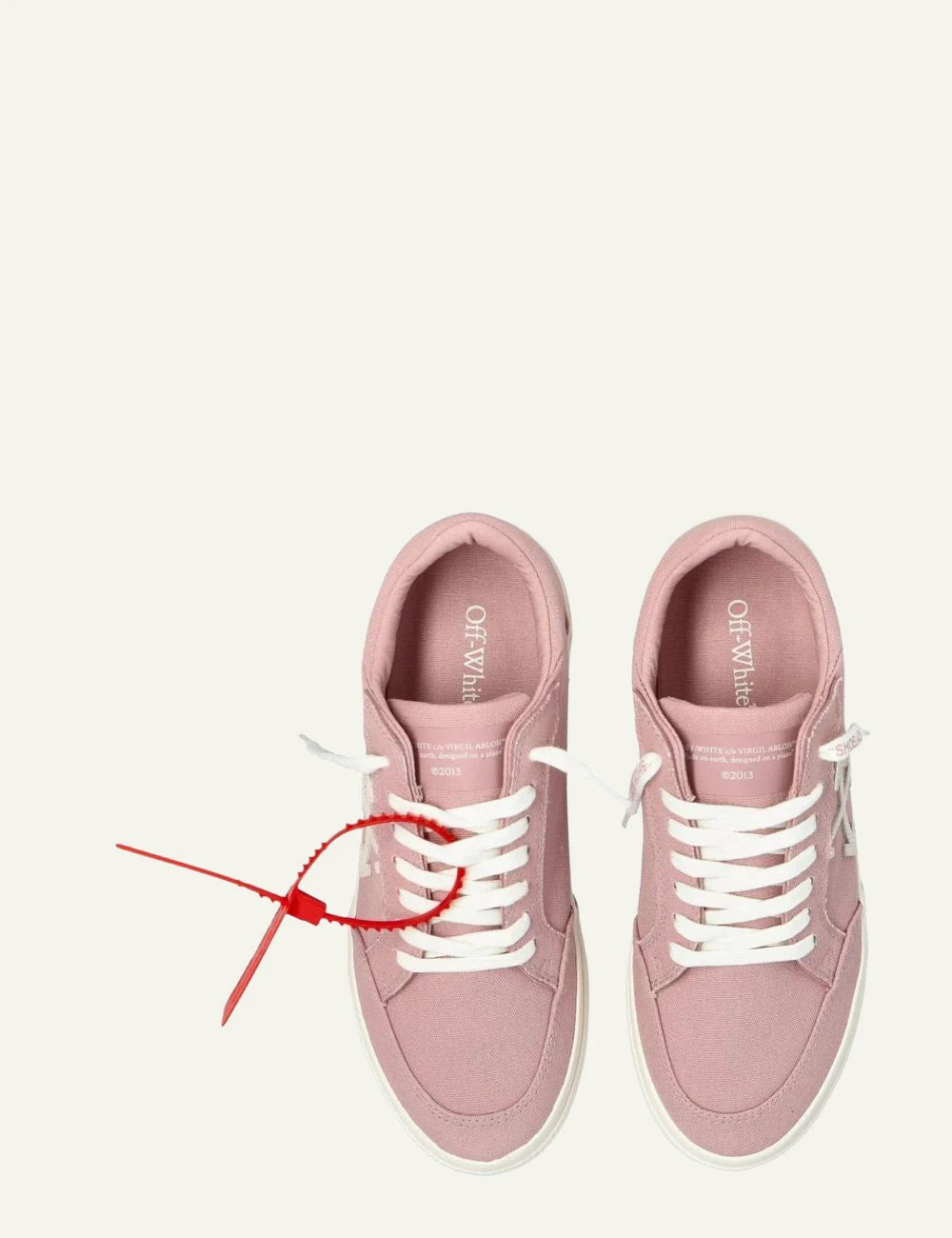 Off-White low sneakers pink canvas arrow logo top view