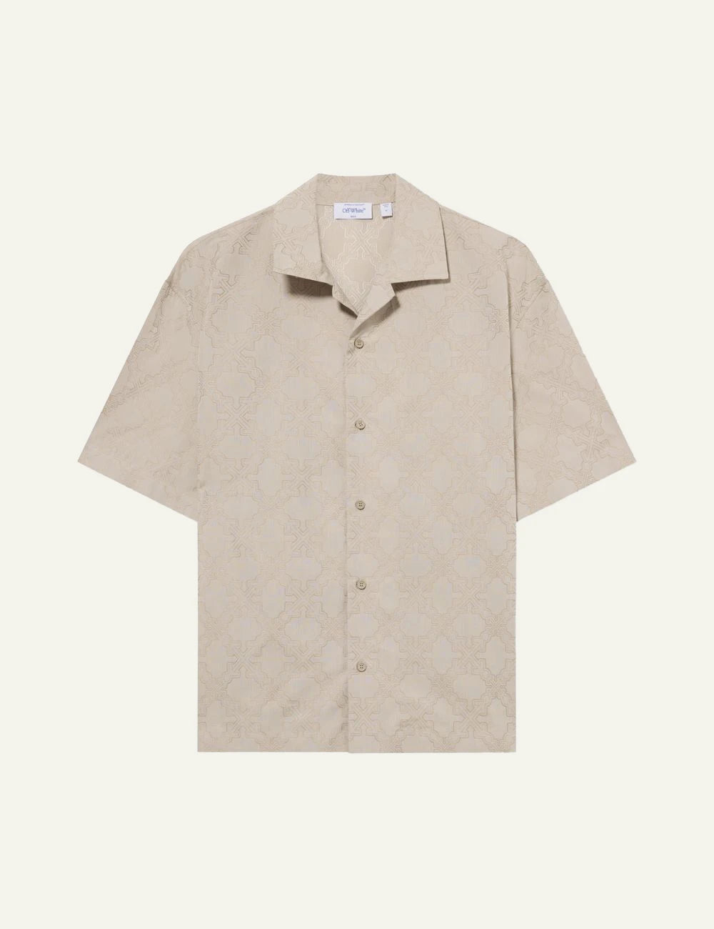 Off-White Men’s Beige Arrow Monogram Jacquard Short-Sleeve Shirt