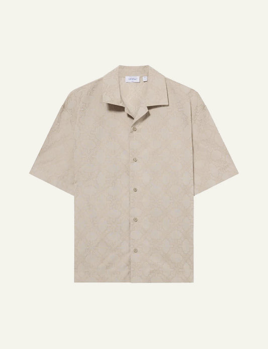 Off-White Men’s Beige Arrow Monogram Jacquard Short-Sleeve Shirt