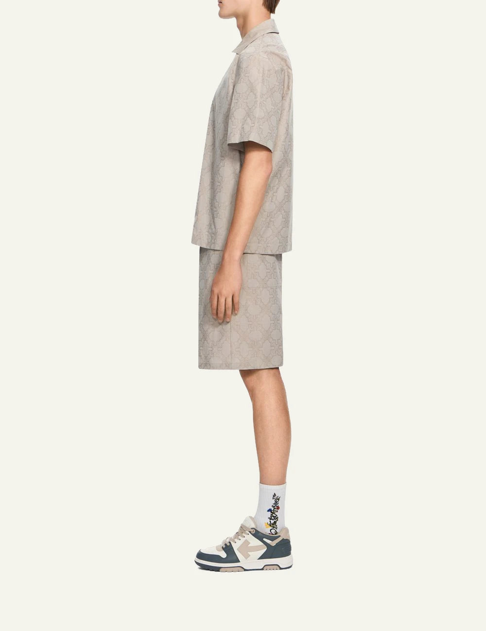 Off-White Men’s Beige Arrow Monogram Jacquard Short-Sleeve Shirt side
