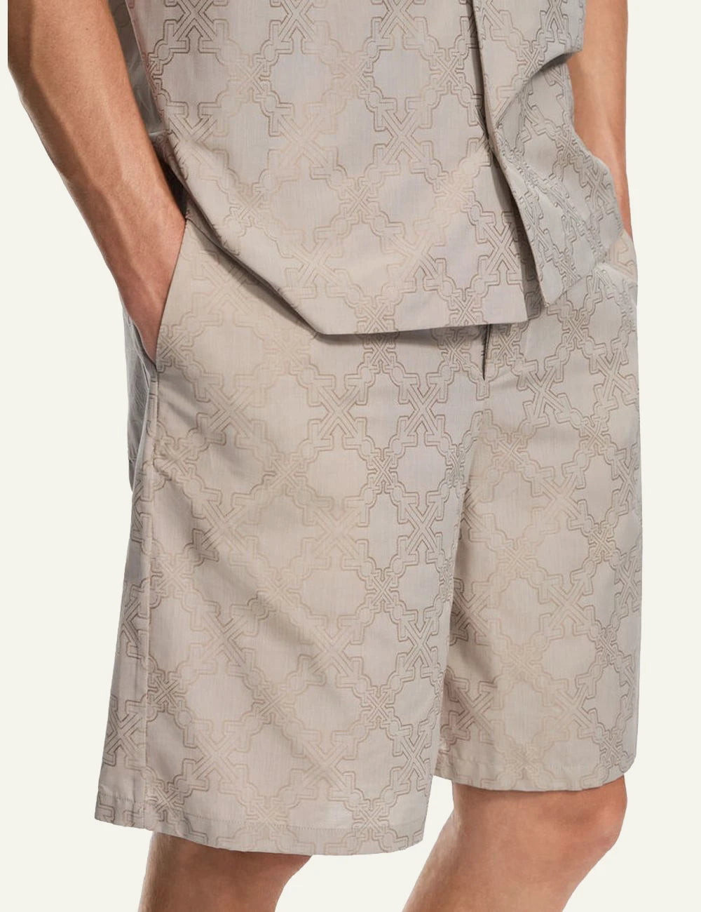 Off-White Men’s Beige Cotton Bermuda Shorts With Arrow Monogram side