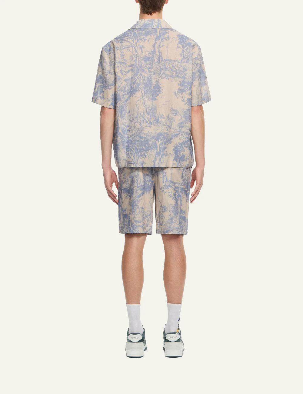 Off-White Men’s Beige Linen Blend Shirt With Blue Toile Print back