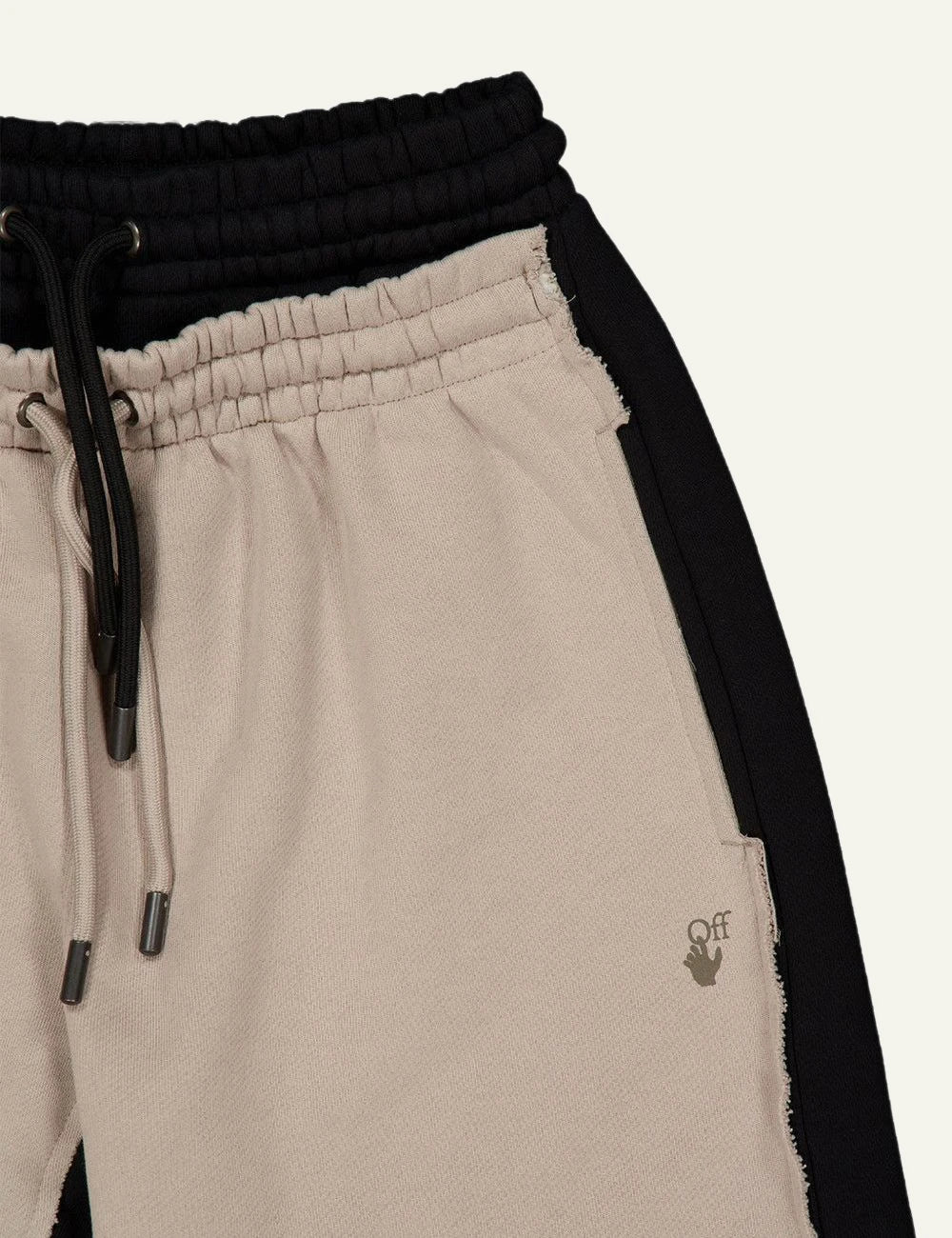 Off-White Men’s Black And Beige Cotton Jersey Layered Shorts detail