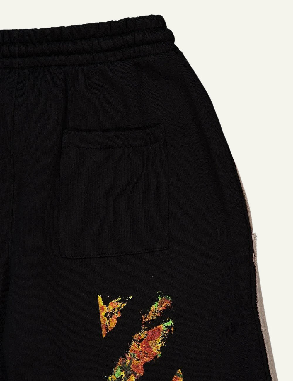 Off-White Men’s Black And Beige Cotton Jersey Layered Shorts detail back
