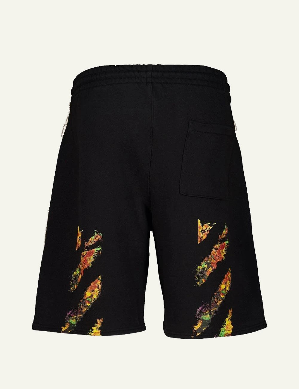 Off-White Men’s Black And Beige Cotton Jersey Layered Shorts back