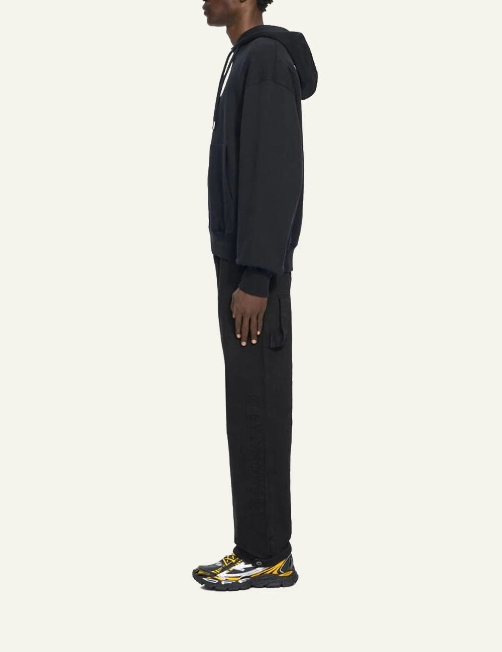 Off-White Men’s Black Cotton Hoodie With Industrial Arrows Print side