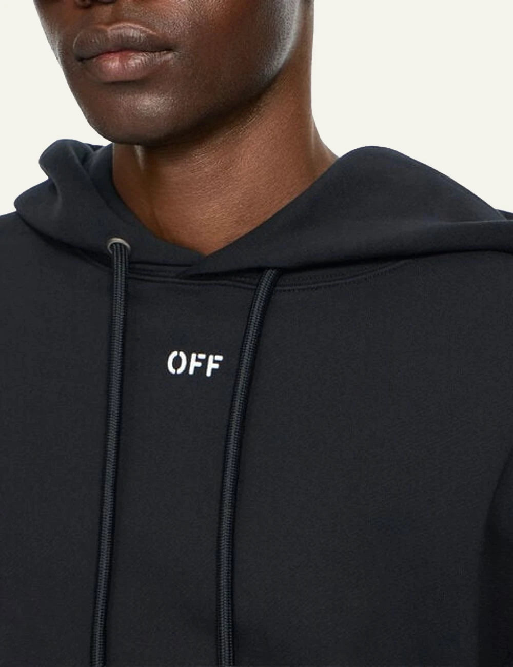 Off-White Men’s Black Cotton Hoodie With Industrial Arrows Print detail