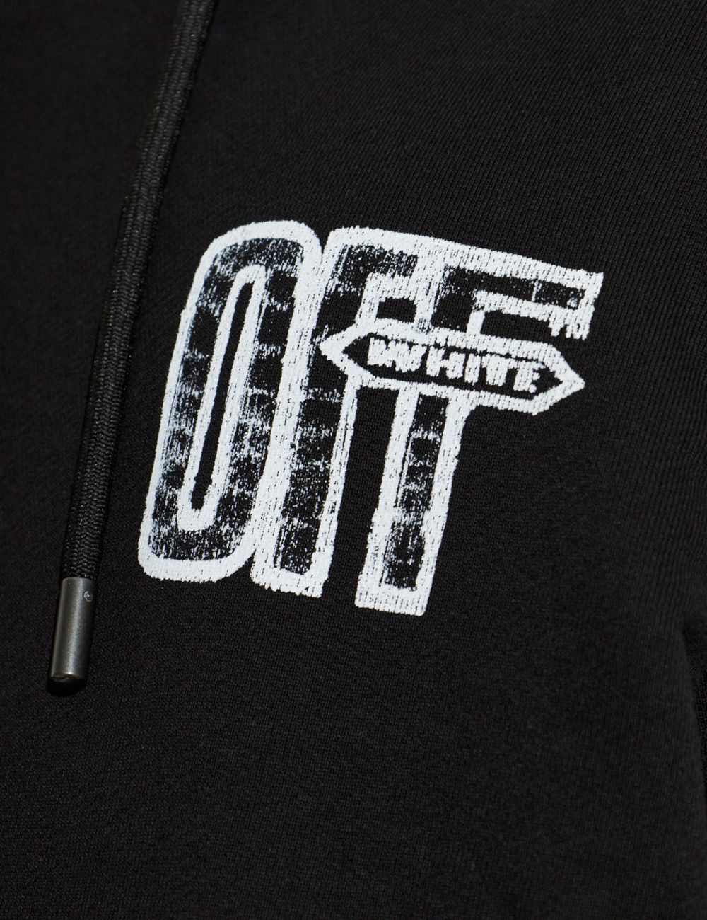 Off-White Men’s Black Cotton Hoodie With White Arrow Graphics logo
